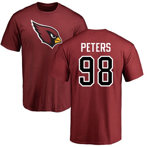 Arizona Cardinals Men Maroon Corey Peters Name And Number Logo NFL Football #98 T Shirt